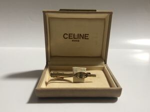 CELINE ネクタイピン セリーヌ マカダム ロゴ トリオンフ 小物 ゴールド カラー シルバー カラー ケース付き 送料無料