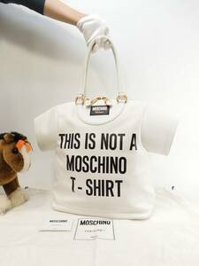 モスキーノ トートバッグ レザー白 T-Shirt This is not a Moschino 美品@ 2