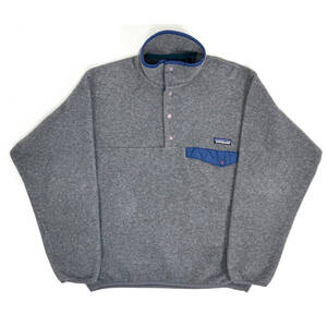 カナダ製 1995 PATAGONIA SYNCHILLA SNAP-T S Charcoal Heather×StormBlue 90年代 パタゴニア シンチラ スナップT