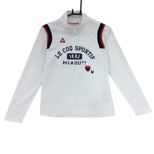 ルコック 長袖ハイネックシャツ 白×ネイビー ハーフジップ レディース L ゴルフウェア le coq sportif