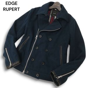 EDGE RUPERT ルパート 秋冬 羊革 リアル レザー使い★ メルトン ウール★ ダブルライダース Pコート Sz.M　メンズ　C4T08755_A#N