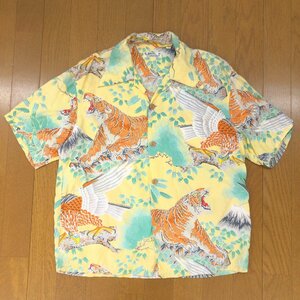 SUN SURF サンサーフ M32534 TIGERS EYE 99年復刻 和柄 レーヨン100% アロハシャツ S 虎 鷹 富士 松 笹 ヴィンテージ 古着 アメカジ 東洋