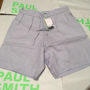 ●新品●送料込 /価-26400 Sサイズ ポールスミス ショートパンツ リネン 水色ライトブルー Paul Smith