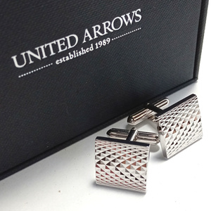 【uac528】UNITED ARROWS ユナイテッドアローズ カフス カフリンクス Dスクエア ダイヤモンドカット シルバー ビッグサイズ