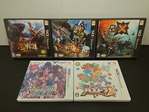 [中古] Nintendo 3DS ソフト ５本セット (08) // レイトン教授 VS 逆転裁判 / モンスターハンター クロス + 4 + 4G / パズドラＺ