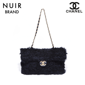 シャネル CHANEL ショルダーバッグ ターンロック ファー ブラック