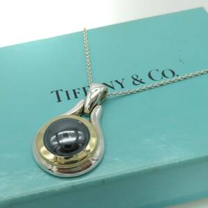 希少 美品 Tiffany&Co. ヴィンテージ ティファニー ブラック ヘマタイト ゴールド シルバー ネックレス SV925 750 K18 QQ68
