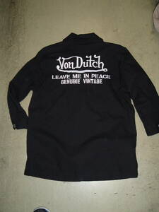 ★Von Dutch ボンダッチ★７部袖　シャツジャケット　両面刺！　L　黒色★珍品レア！