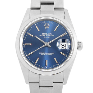 ロレックス オイスターパーペチュアル デイト 15200 ブルー バー Y番 中古 メンズ 腕時計