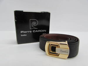 未使用 Pierre Cardin ピエール・カルダン 本革 レザー ベルト 黒 ブラック 箱付き ※難有り