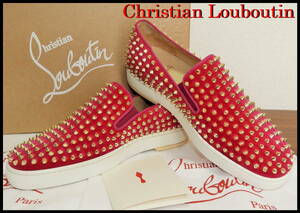 レア色 Christian Louboutin ローラーボート ピンク 金 ゴールド スタッズ メンズ スニーカー スリッポン クリスチャンルブタン 41 正規品