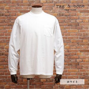 1円/rag＆bone/Mサイズ/無地カットソー M294T72YU ジャージー伸縮 胸ポケット 定番 万能 日本製 長袖 新品/白/ホワイト/jc160/