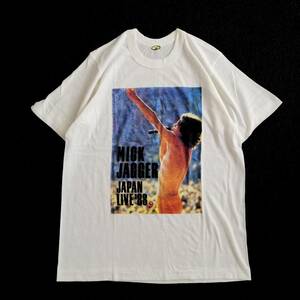 未使用 80s Mick Jagger デッドストック Tシャツ シングル 丸胴 日本製 白 ミックジャガー / バンド アニメ rolling stones vintage usa