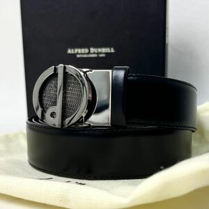 Alfred dunhill アルフレッド ダンヒル D サークル バックル レザー ベルト メンズ ブラック シルバー 箱付き 