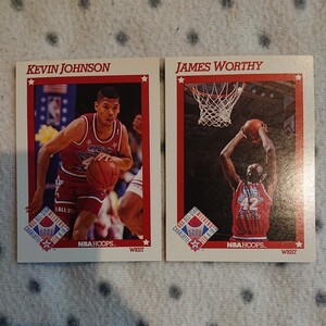 HOOPS 1991 ☆ ALL-STARS 91 2枚セット ☆ KEVIN JOHNSON , JAMES WORTHY ☆ NBA ALL-STAR WEEKEND CHARLOTTE