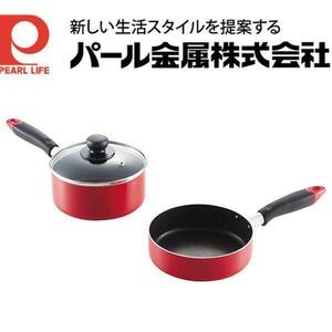 送料無料 コンパクト ふっ素加工IH対応ガラス蓋付フライパン鍋セット16cm パール金属 HB-2185