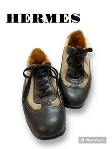 rrkk2290 HERMES キャンバス レザー スニーカー MEN