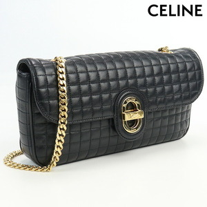 6/16はさらに+11倍 中古 セリーヌ ショルダー レディース ブランド CELINE チェーンショルダーバッグ レザー 19638 3DHG 38NO ブラック