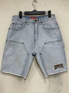 ※Supreme シュプリーム Cutoff Double Knee Denim Painter ペインターデニム ハーフショートパンツ ライトインディゴ 30 BJBD.I