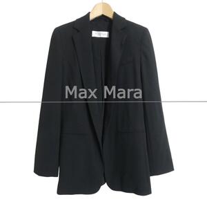 極美品 Max Mara マックスマーラ サイズ36 白タグ ボタンレス ストレッチあり シングル テーラードジャケット 黒 ブラック