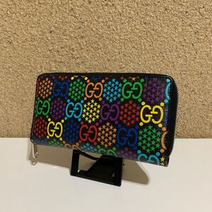 希少　美品　 GUCCI グッチ　サイケデリック　601079 ラウンドファスナー ジッピーウォレット 長財布　マルチカラー　