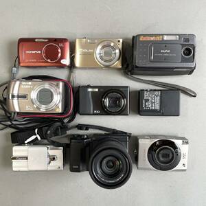 MS1285 ジャンク コンパクトデジタルカメラ フィルムカメラ 8台 まとめて OLYMPUS CASIO RICOH SANYO Canon (検)LUMIX μ GXR コンデジ 