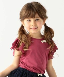 新品 組曲 anyFAM 半袖 カットソー 120cm 子供用 女の子 ワイン ピンク ローズ Tシャツ エニファム リボン シフォン