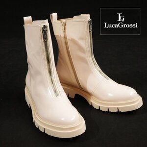 新品1円～★定価4.7万 Luca Grossi ルカ グロッシ レディース 牛革レザー センタージップブーツ 37.5 24.0-24.5cm アイボリー◆2408◆