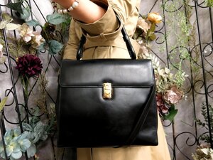 ●超美品●LOEWE ロエベ●アナグラム●ロゴ型押し●カーフ レザー 本革●2way ハンド バッグ●黒●ゴールド金具●斜め掛け●Js53375