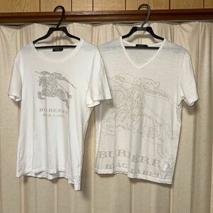 1円スタート！2着セット◎美品◎日本製◎バーバリーブラックレーベル　デカロゴ半袖Tシャツ　BURBERRY BLACK LABEL サイズ2（Mサイズ）