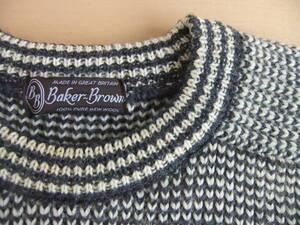 MADE IN GREAT BRITAIN BAKER BROWN 100% BRITISH WOOL PURE NEW WOOL 正方形 セーター 英国製 分厚い 編み物 白黒