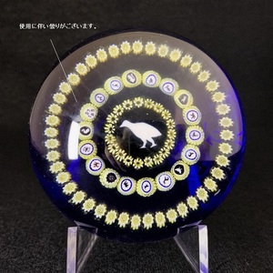 大型 1975 BACCARAT　バカラ アンティーク ペーパーウェイト 鳥と動物たち　（ミルフィオリ・千の花・Millefiori）