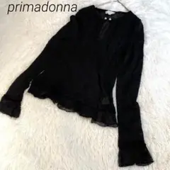 primadonna 黒 フリル袖 チュニック 38キッドモヘア　パールボタン