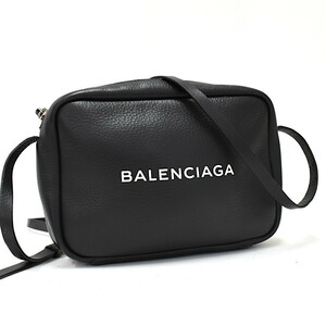 1円 ◆美品 BALENCIAGA バレンシアガ ショルダーバッグ ポシェット エブリデイ 389812 レザー ブラック◆E.Cmsg.zE-10