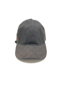 【中古】GUCCI GGキャンバス ベースボールキャップ ブラック size L ※日焼け有り グッチ[240024487034]