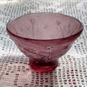 小鉢／ぐい呑み　古代ガラス工芸　パート・ド・ヴェール　ハンドメイド　蘇芳(すおう)