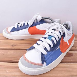 z3265 ナイキ ブレーザー ロー ジャンボ US8.5 26.5cm/白 紺 オレンジ系 NIKE BLAZER LOW 77 JUMBO ブレザー メンズ スニーカー 中古