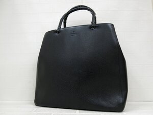 ◆超美品◆GUCCI グッチ◆バンブー◆ピッグスキン レザー 本革◆ハンド トート バッグ◆ブラック◆イタリア製◆ロゴ型押し◆A9042