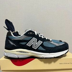 新品new balance M990 TE3 V3 27.5 cm US 9.5 UK9.0 ニューバランス576 990 992 navy blue ネイビー ブルー 水色MADE IN USA