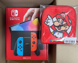 新品未開封 特典付き！ Nintendo Switch 本体 有機ELモデル Joy-Con(L) ネオンブルー/(R) ＆ Joshinオリジナルマリオエコバッグ