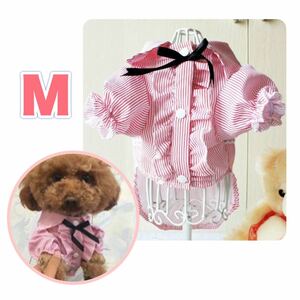 犬服 Mサイズ 可愛いフリル リボン ワンピ 小型犬 新品 未使用チェックワンピース