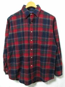 【即決/USA製】PENDLETON/ペンドルトン チェック ウールシャツ 赤×紺×緑 M 古着 ビンテージ