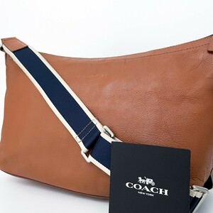 1円■入手困難■COACH コーチ 型押しロゴ チャーム ショルダーバッグ ボディ メッセンジャー ビジネス メンズ レディース レザー ベージュ