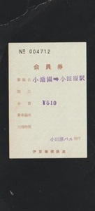 伊豆箱根鉄道　バス会員券　小涌園→小田原駅　1977年　小田原駅窓口