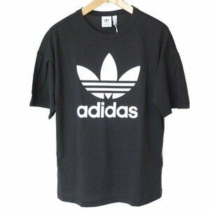 新品L★アディダスオリジナルス黒トレフォイル袖プリーツTシャツ　ブラックadidas