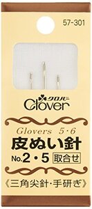 Clover 皮ぬい針 取合せ No.2 No.5 3本入り 57-301