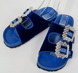 MANOLOBLAHNIK BIRKENSTOCK ARIZONA CRYSTAL velvet royal size 37 24cm マノロブラニク ビルケンシュトック アリゾナ サンダル b8582