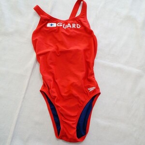 ★speedoスピード/LIFE GUARD ライフガード/鮮やかレッド/ハイレグ競泳水着/スポーツ水着/ボディースーツ/レースクイーン/女装/コスプレ