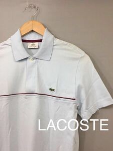 ラコステ LACOSTE スポーツ ポロシャツ 半袖 鹿の子 メンズ 2サイズ 水色 ブルー ロゴ 刺繍 緑ワニ グリーンワニ ファブリカ製 ～▽