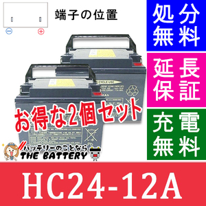 HC24-12A 電動車椅子 バッテリー 日立 後継品 サイクルバッテリー 2個セット 互換 SC24-12 SER24-12